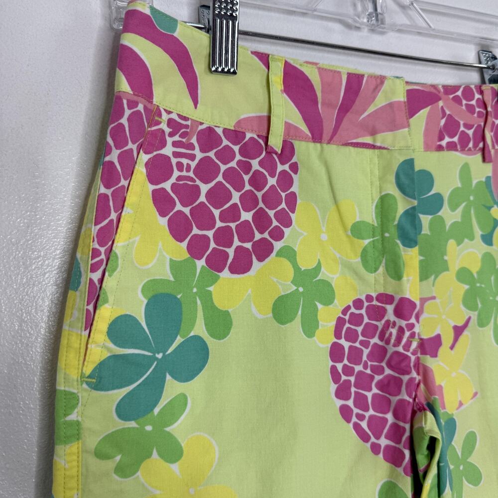 Lilly Pulitzer Pants Womens 2 Green Pink Pineapple Floral Print Y2K Crop VTG